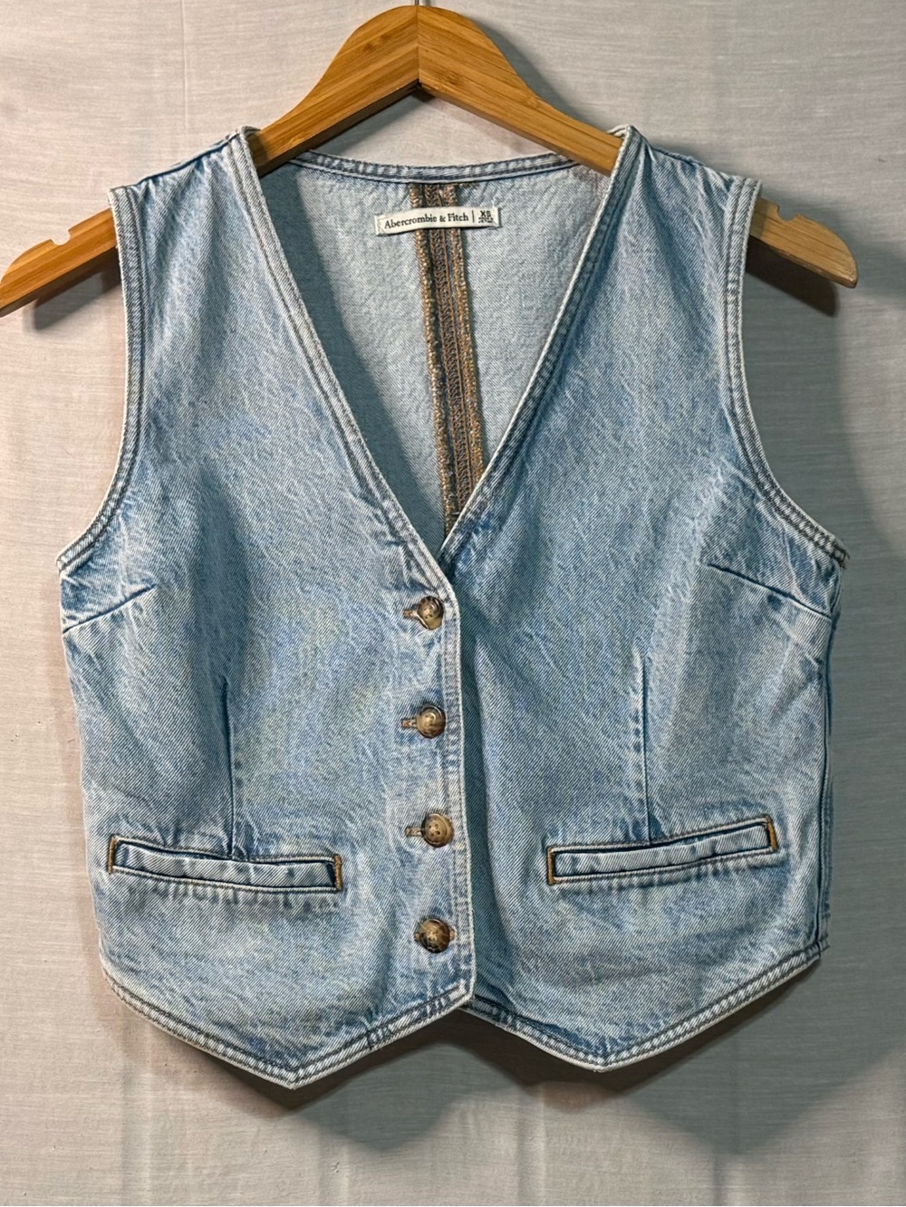Vintage Abercrombie & Fitch Acid Wash Denim Vest XS 90s Y2K